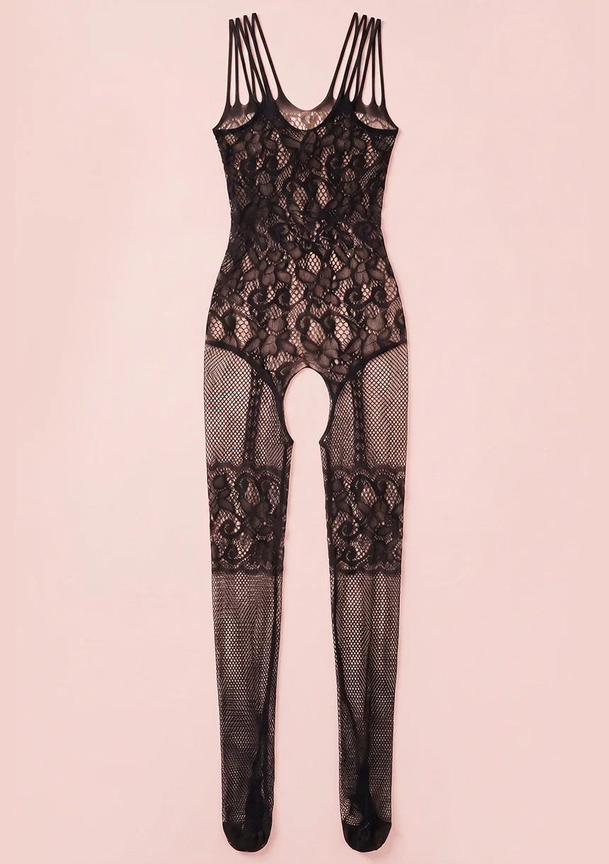 Bodystocking z ozdobnymi ramiączkami