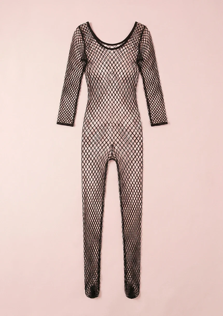 Siateczkowe bodystocking bez ramiączek
